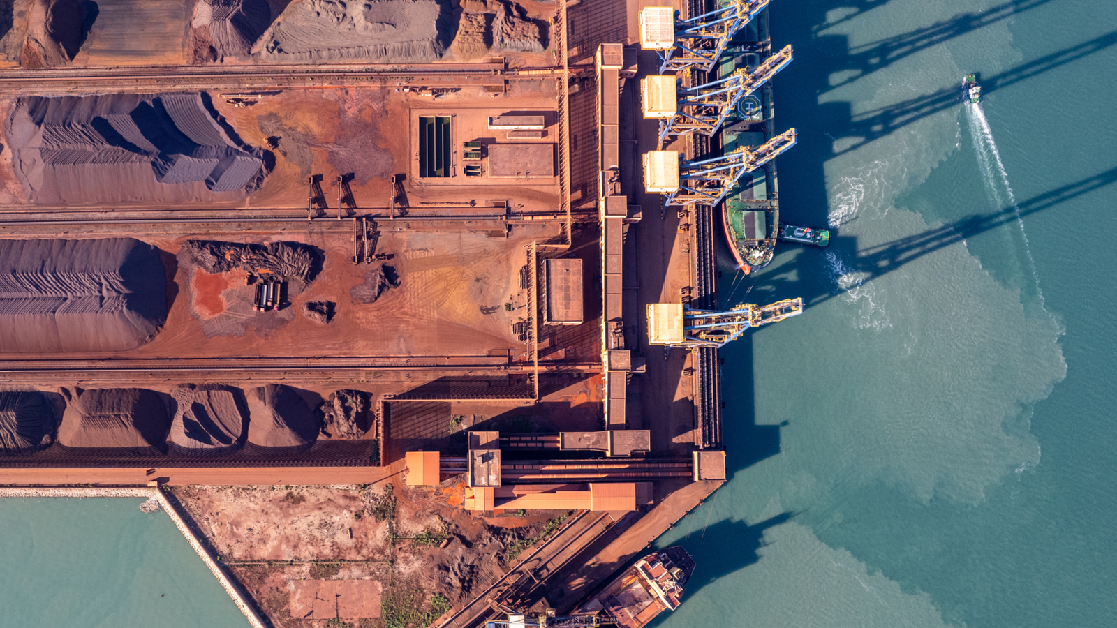 Mineral import and export port by the seaside.